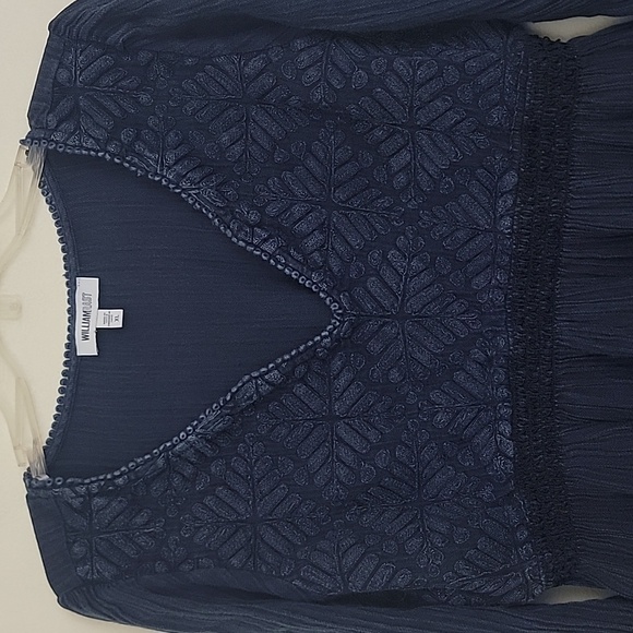 William Rast Blue Embroidered Boho Peasant Long Sleeve Womens Top XL - Picture 1 of 14